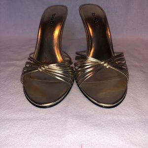 Gold strappy heel sandal